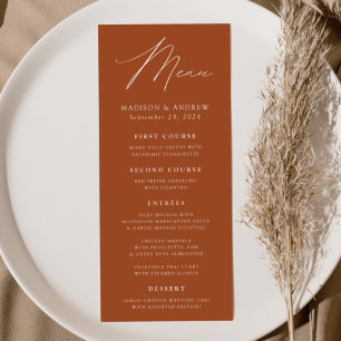 Modern Elegance Terracotta Wedding Menu