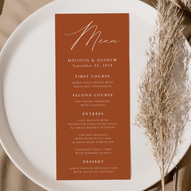 Modern Elegance Terracotta Wedding Menu (Creator Uploaded)