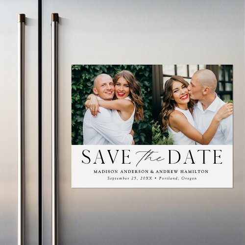Modern Elegance Two Photo Save the Date Magnetic Invitation