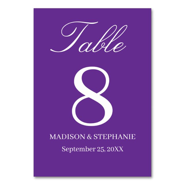 Modern Elegance Wedding Table Number (Front)