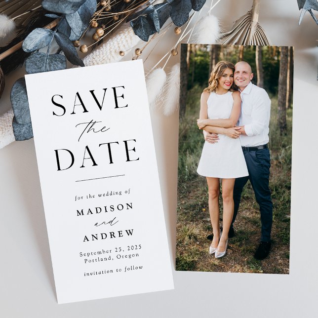 Modern Elegance White Photo Save the Date (Creator Uploaded)