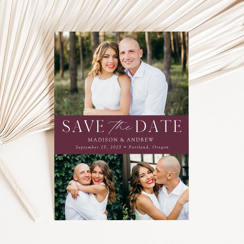 Modern Elegance Wine 3 Photo Save The Date