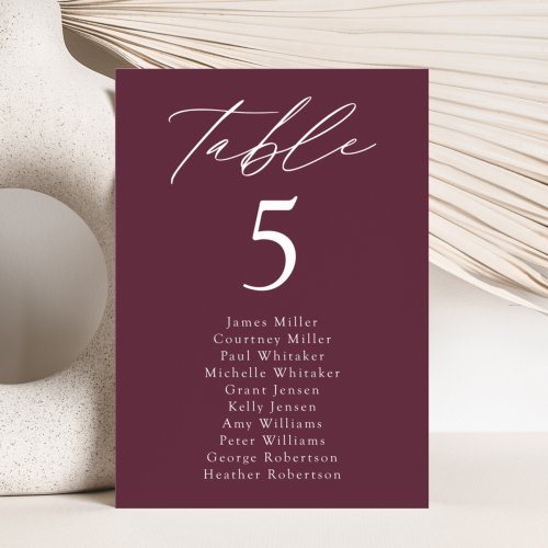 Modern Elegance Wine Table Number Seating Chart