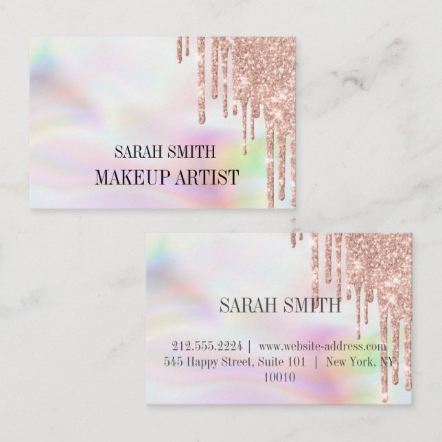 Modern Eleganht opal, drops golden rose  Business  Business Card (Front/Back)