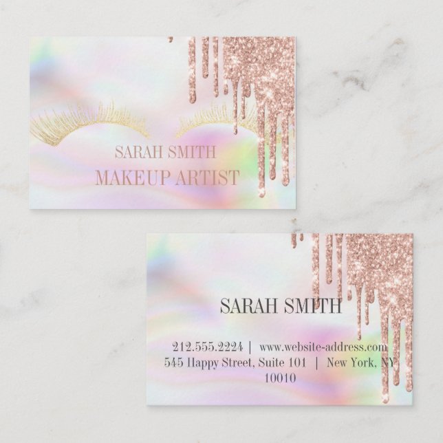 Modern Eleganht opal, drops golden rose  Business Card (Front/Back)