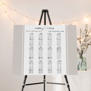 Modern elegant 12 tables wedding seating chart foam board