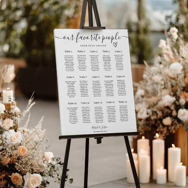 Modern Elegant 15 tables Wedding Seating Chart Foam Board (Modern Elegant 15 tables Wedding Seating Chart Foam Board)