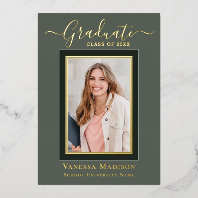 Modern Elegant | 1 Photo Graduation Announcement (Front)