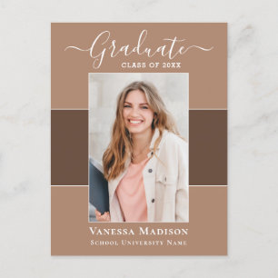 Modern Elegant 1 Photo Graduation Announcement Postcard