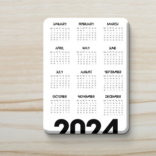 Modern Elegant 2024 Calendar Black And White  Door Sign