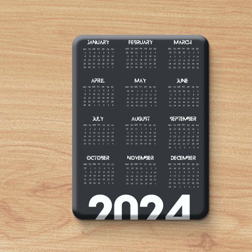 Modern Elegant 2024 Calendar Black And White  Door Sign