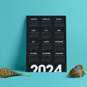 Modern Elegant 2024 Calendar Black And White Program