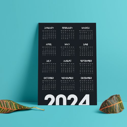 Modern Elegant 2024 Calendar Black And White  Program