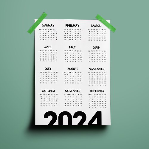 Modern Elegant 2024 Calendar Black And White  Program