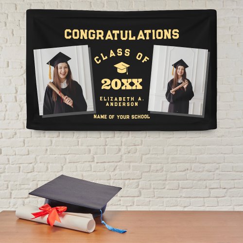 Modern Elegant 2024 Graduate 2 Photo Graduation Banner