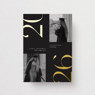 Modern Elegant 2026 Black & Gold Photo Graduation Foil Invitation