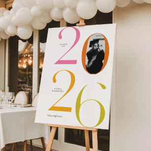 Modern Elegant 2026 Bold Retro Photo Graduation Foam Board