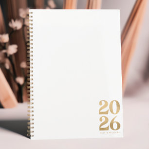 Modern Elegant 2026 Faux Gold Foil Glitter Planner