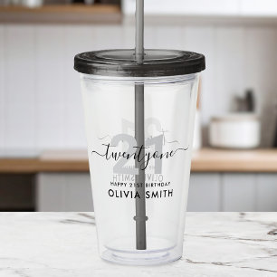 Modern Elegant 21st Birthday Acrylic Tumbler