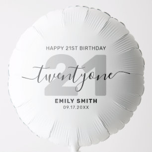Modern Elegant 21st Birthday Balloon