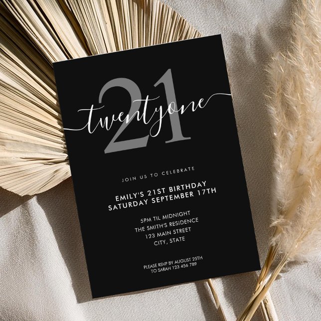 Modern Elegant 21st Birthday Invitation (Creator Uploaded)