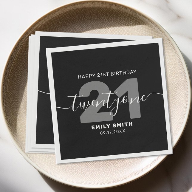 Modern Elegant 21st Birthday Napkins (Creator Uploaded)