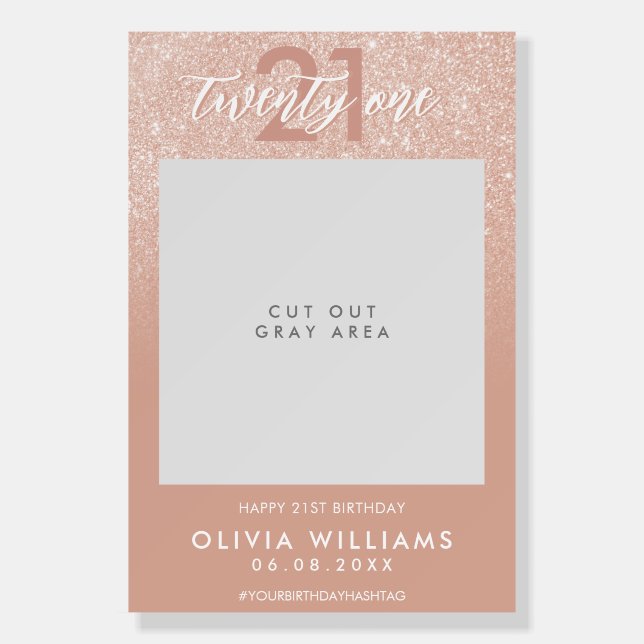 Modern Elegant 21st Birthday Photo Frame Foam Board (Front)