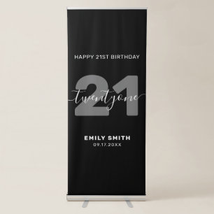 Modern Elegant 21st Birthday Retractable Banner
