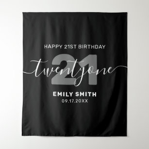 Modern Elegant 21st Birthday Tapestry