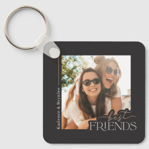 Modern Elegant 2 Photo Best Friends Keychain