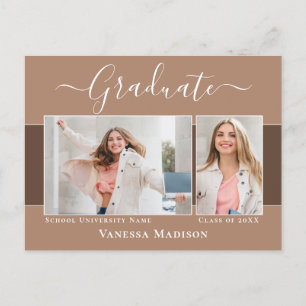 Modern Elegant 2 Photo Graduation Announcement Postcard
