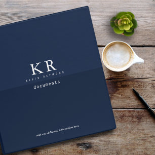Modern Elegant 2-tone Dark Blue Documents 3 Ring Binder