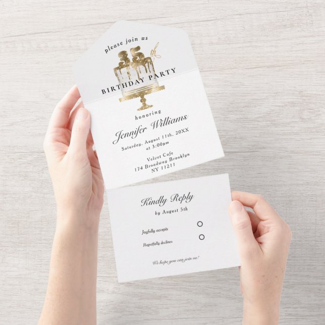 Modern, elegant 35. all in one invitation (Tearaway)