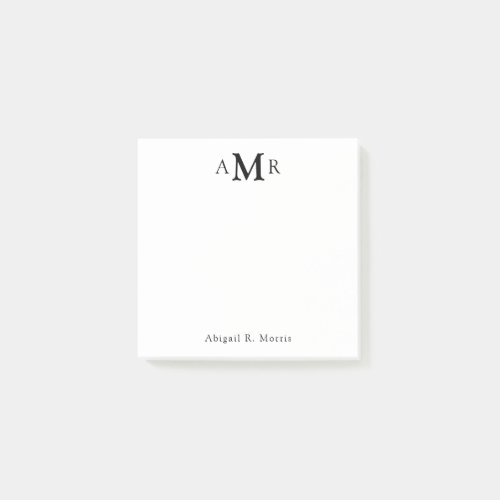 Modern Elegant 3 Monogram Initial Business Office Post_it Notes