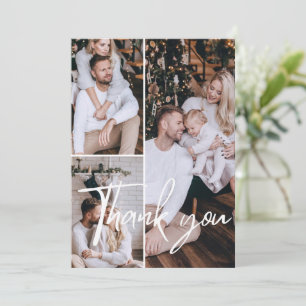 Modern Elegant 3 Photo Thank You Card