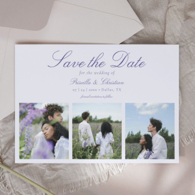 Modern Elegant 3 Photo Wedding Save The Date (Creator Uploaded)