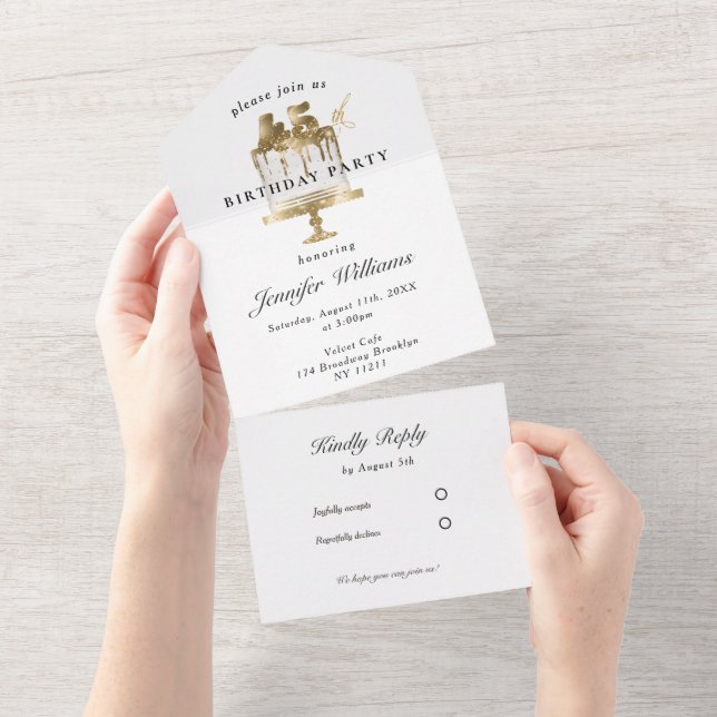 Modern, elegant 45. all in one invitation (Tearaway)