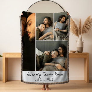 Modern Elegant 4 Photo Collage Couple Love Quote Fleece Blanket