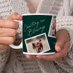 Modern Elegant 4 Photo Collage Family Gift Coffee Mug<br><div class="desc">Modern Elegant 4 Photo Collage Family Gift Giant Coffee Mug. Click the edit button to customize this design with your own photos and text. The red background color can be changed.</div>