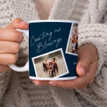 Modern Elegant 4 Photo Collage Family Gift Coffee Mug<br><div class="desc">Modern Elegant 4 Photo Collage Family Gift Giant Coffee Mug. Click the edit button to customize this design with your own photos and text. The red background color can be changed.</div>
