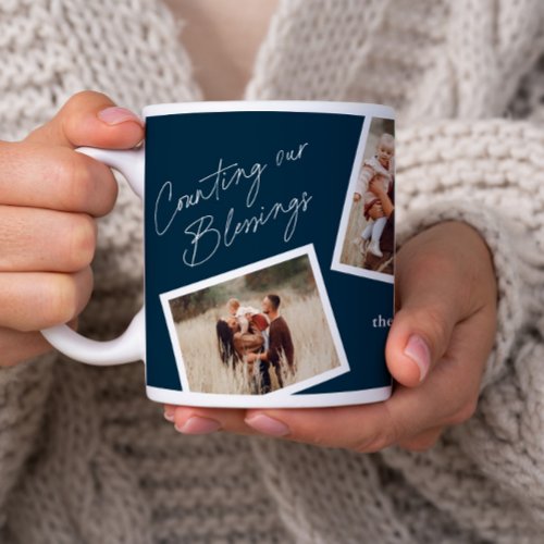 Modern Elegant 4 Photo Collage Family Gift Coffee Mug