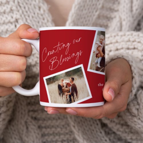 Modern Elegant 4 Photo Collage Family Gift Coffee Mug