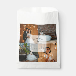 Modern Elegant 4 Photo Collage Wedding Favor Bag
