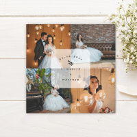 Modern Elegant 4 Photo Collage Wedding Thank You