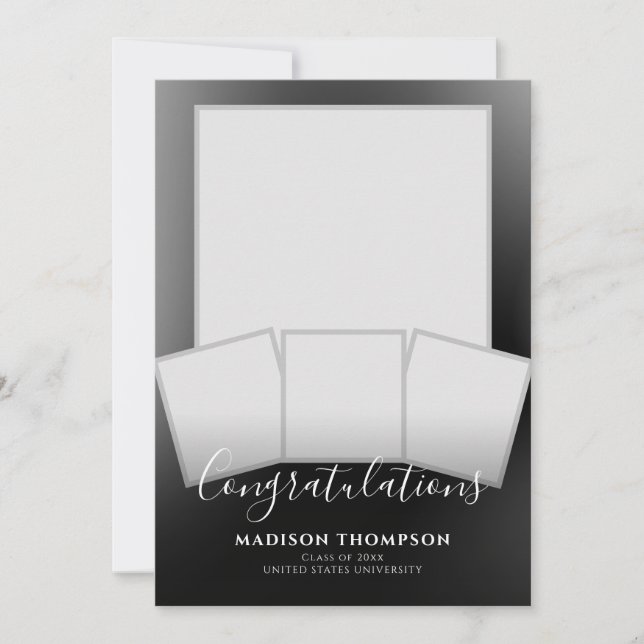 Modern Elegant 4 Photo Graduation Party Invitation (Front)