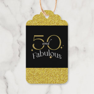 Modern Elegant 50 and Fabulous Black White Gold Foil Gift Tags