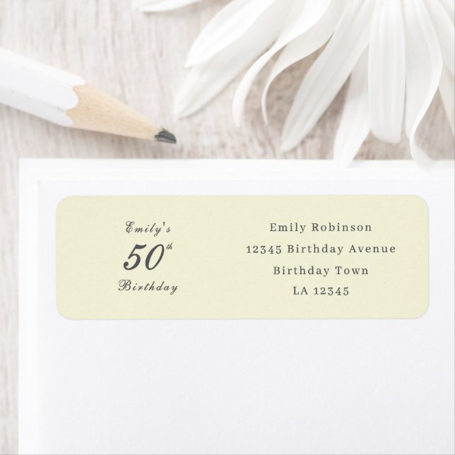 Modern Elegant 50th Birthday Address Label (Insitu)