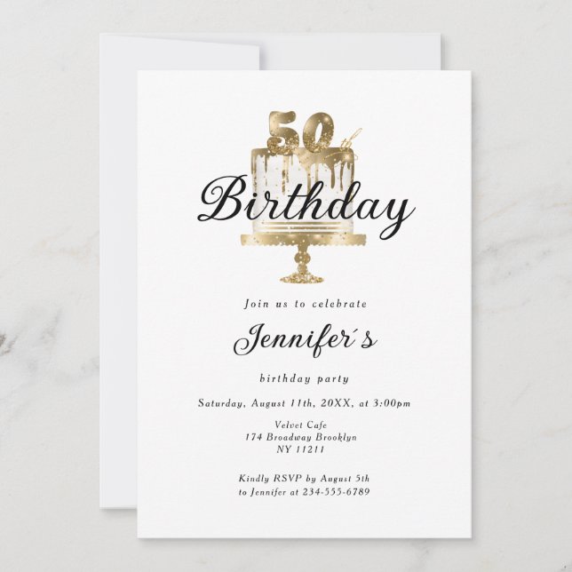 Modern Elegant 50th Birthday Invitation (Front)