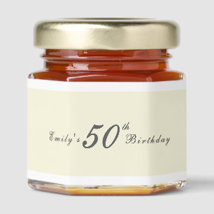 Modern Elegant 50th Birthday Party Honey Jar Favors