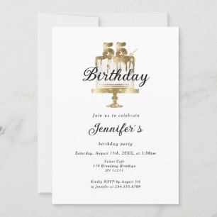 Modern, elegant 55th birthday invitation
